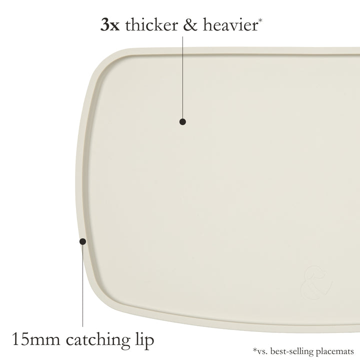 Silicone Feeding Placemat with Catching Lip - Beige