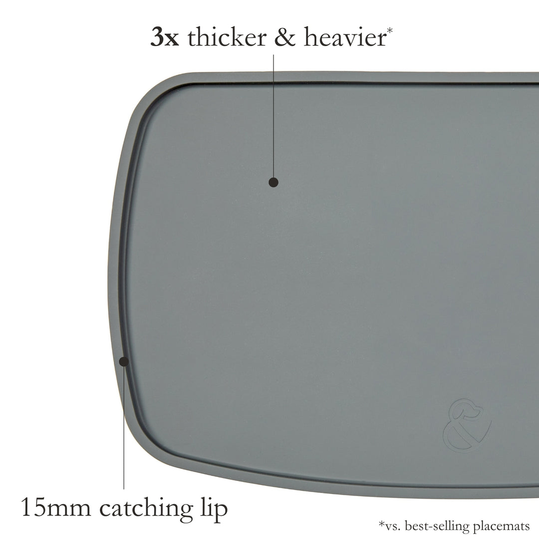 Silicone Feeding Placemat with Catching Lip - Grey