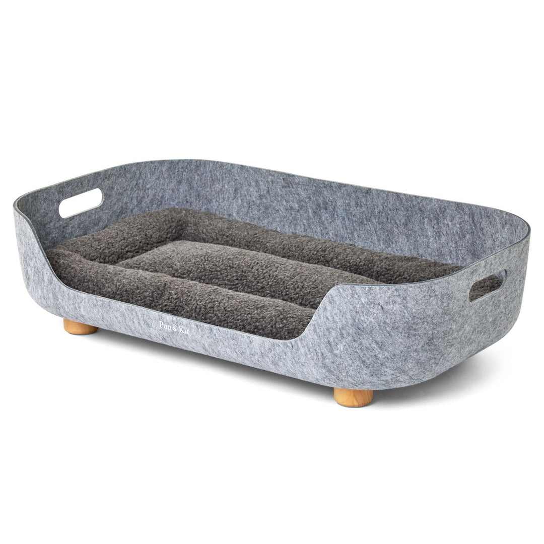 PetNest felt bed angled#mattress-colour_slate-grey