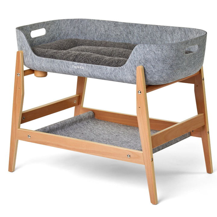 PetNest & Bedside Stand Natural Angled#mattress-colour_slate-grey