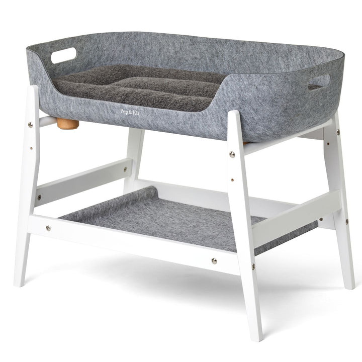 PetNest & Bedside Stand White Angled#mattress-colour_slate-grey