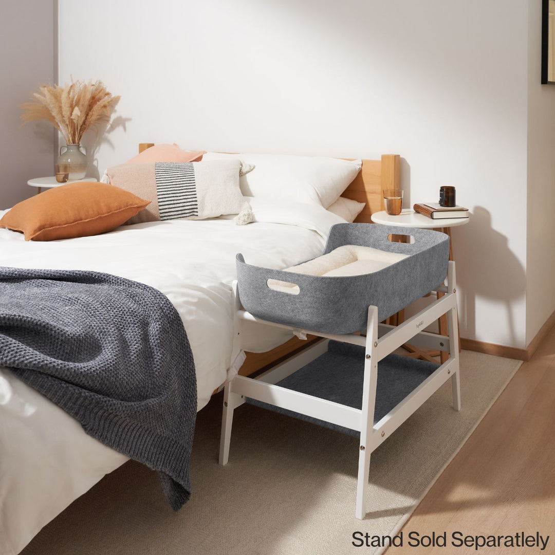 PetNest felt bed natural on bedside stand#mattress-colour_natural